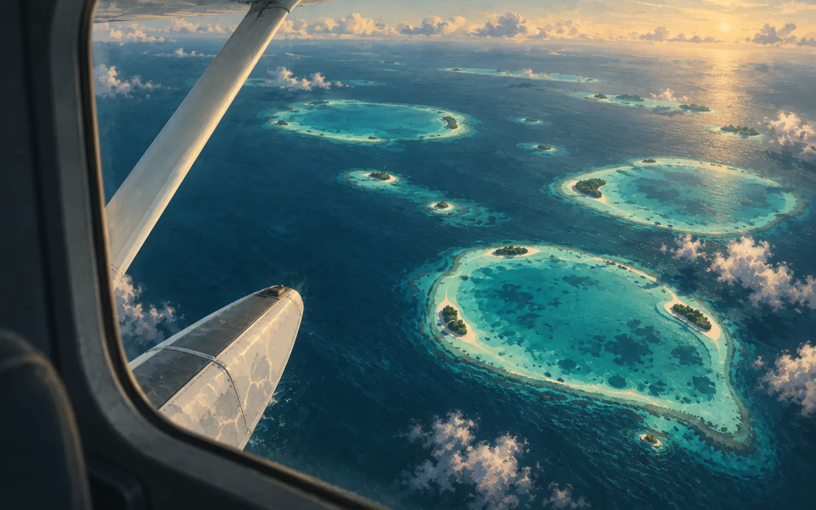 수상비행기 창밖으로 내려다본 아톨